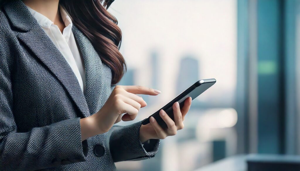 IBJ婚活パーティーの口コミを調べる女性