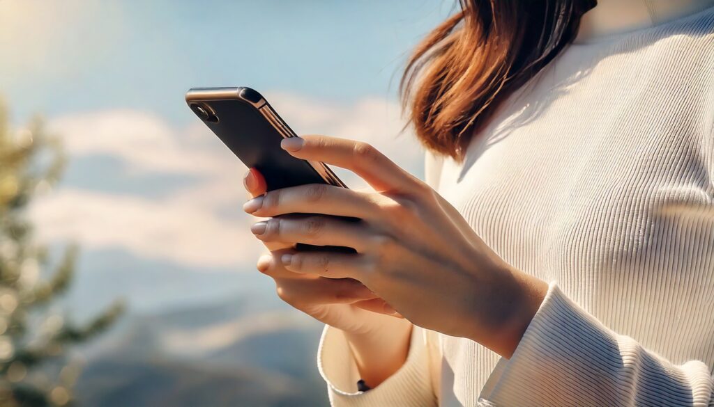 スマホを操作している女性